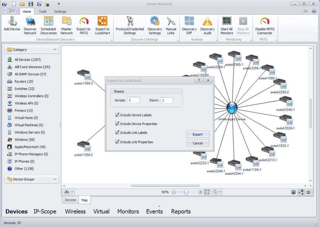 Export Network Maps to Lucidchart | UVexplorer